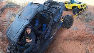 RZR Crashes Hard Head First Into A Ditch