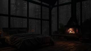 🔥 Snuggle Up in a Cozy Cabin 🌧️ Thunderstorm & Heavy Rain with Crackling Fireplace for Sleep