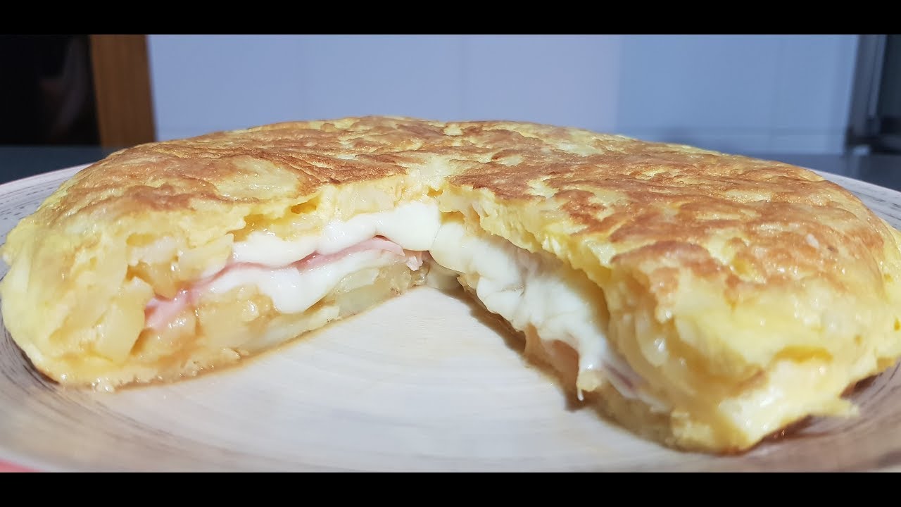Tortilla de patatas con jamon york y queso YouTube