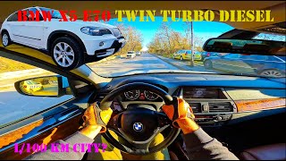 POV City Drive | BMW X5 E70 3.0 SD 286 hp 2008 | Review and Fuel consumption