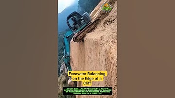 Excavator Balancing on the Edge of a Cliff