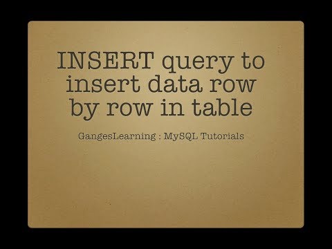 MySQL Tutorials: INSERT query to insert data row by row