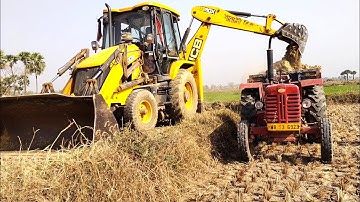 Jcb 3dx Machine Loading Red Mud In Old Mahindra 475 DI Tractor | Tractor Stuck In Mud | Jcb Video