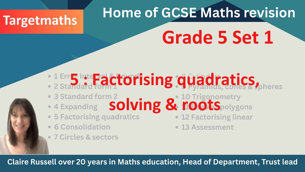 Lesson 5 – Quadratics: Factorising, Solving & Roots | GCSE Maths | Resit Maths