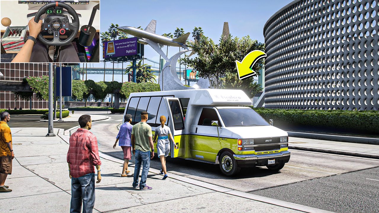 GTA 5 Lets Go To Work as Shuttle Bus Driver in GTA 5 | Realistic Roleplay | Pick Crew from LSIA #2