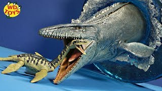 MOSASAURUS VS PLESIOSAURUS Savage Strike DINO BATTLES Rivals Unboxing Jurassic World Dinosaur Toys