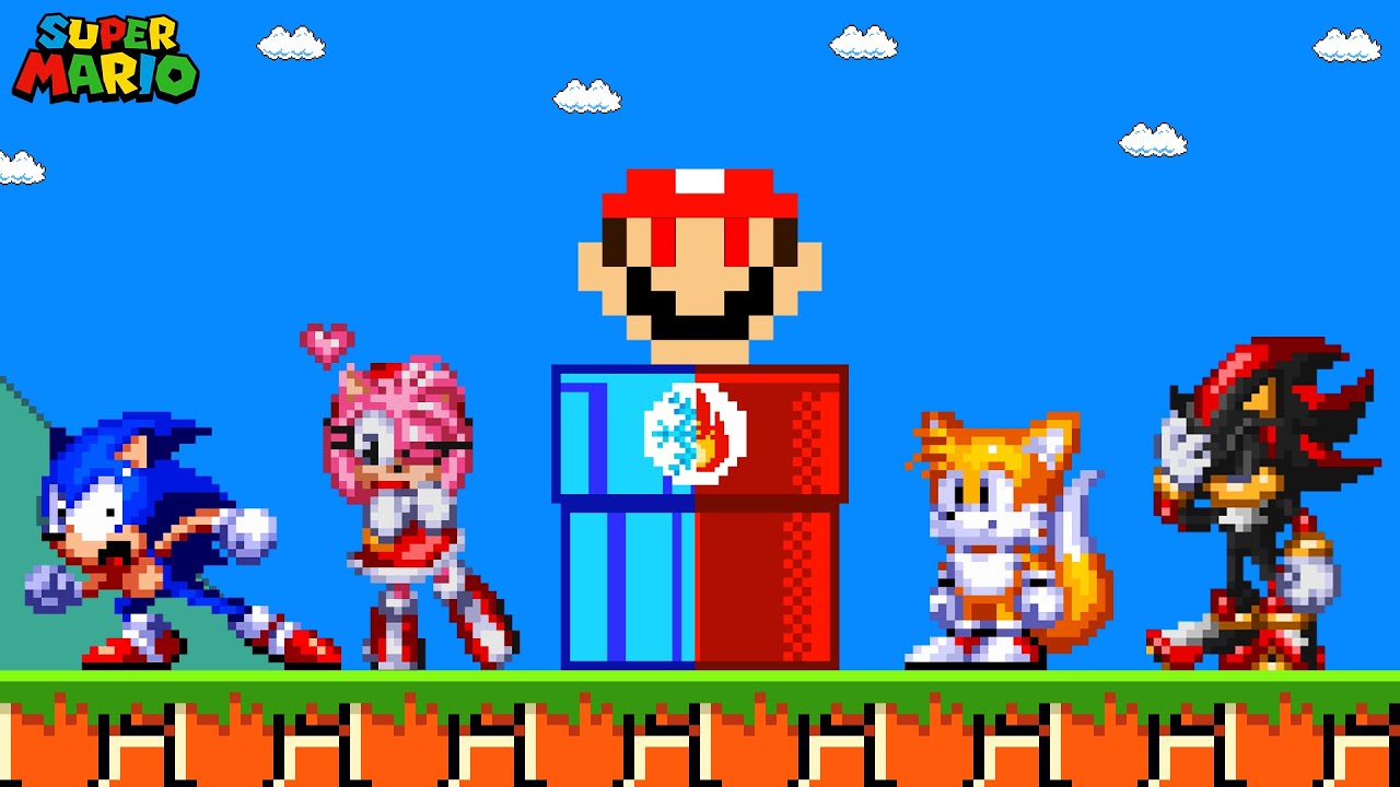 Mario vs SONIC Family in Hot and Cold Maze Challenge!