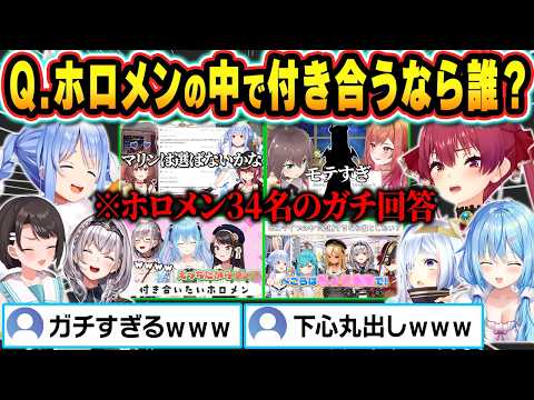 【総集編】意外な回答連発！？ホロメンで付き合う・結婚するならをガチで回答するホロメン達ｗ【ホロライブ/宝鐘マリン/兎田ぺこら/大空スバル/雪花ラミィ/白銀ノエル/切り抜き】