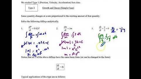 Unit 7 Day 2 Video 4 Growth and Decay DiffEQs