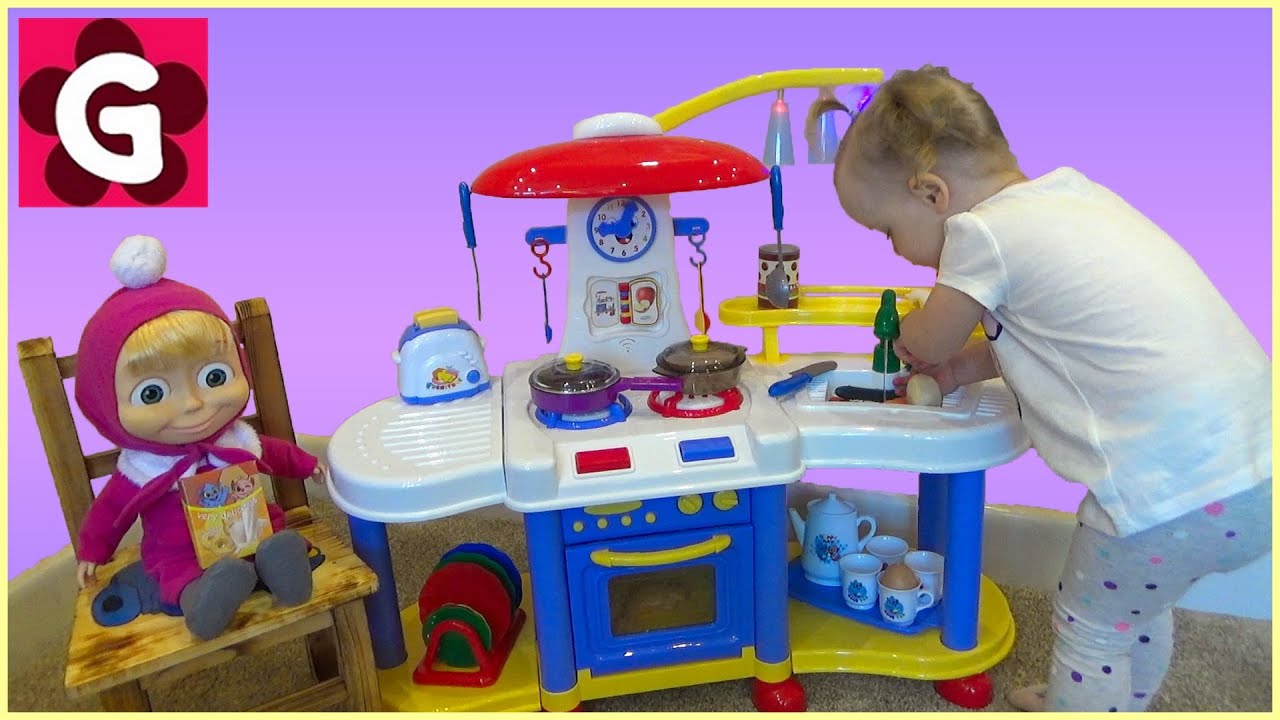 Kid Pretend play with Huge Toy Kitchen and Cooking set