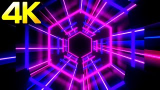 4K  Hexagon Tunnel Blue & Pink Color Abstarct Screensaver Video Motion Background Video  No sound