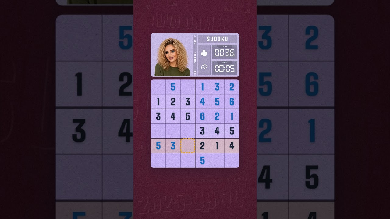 LinkedIn Mini Sudoku #36 solved board for September 16, 2025, 6x6 grid