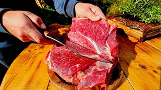 Beef Stew for cold winter evenings served in BREAD bowl (ASMR, BEEF, CAMPING)