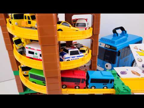 ちびっこバス タヨ☆はたらく車のおもちゃがぐるぐるコースを走って箱に入る♪ Tayo toy races around a winding track and lands in the box