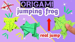 origami jumping frog🐸 | whithout glue & scissor | DIY paper✂️❌️