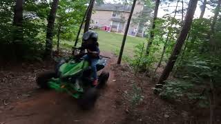 riding the backyard track with the kids on the raptor 660, ttr50, Apollo 125cc atv and Polaris 500