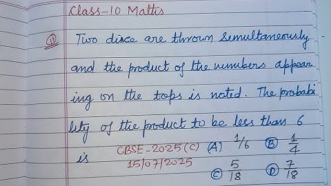 Two dice are thrown simultaneously and the product of the numbers.. | cbse class 10 maths solution