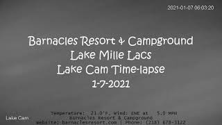 Barnacles Resort & Campground Lake Cam | Lake Mille Lacs | Time-lapse 1/7/2021