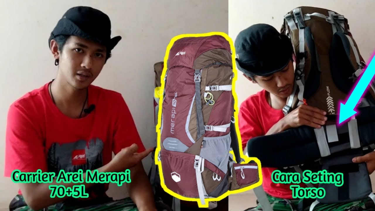 Cara seting torso (Carrier Arei, Merapi 70+5L) - YouTube