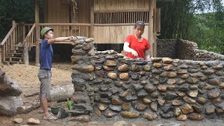 Build Complete Fence, Wall Stone, Gate Around The House - Green Forest Farm, Free Bushcraft