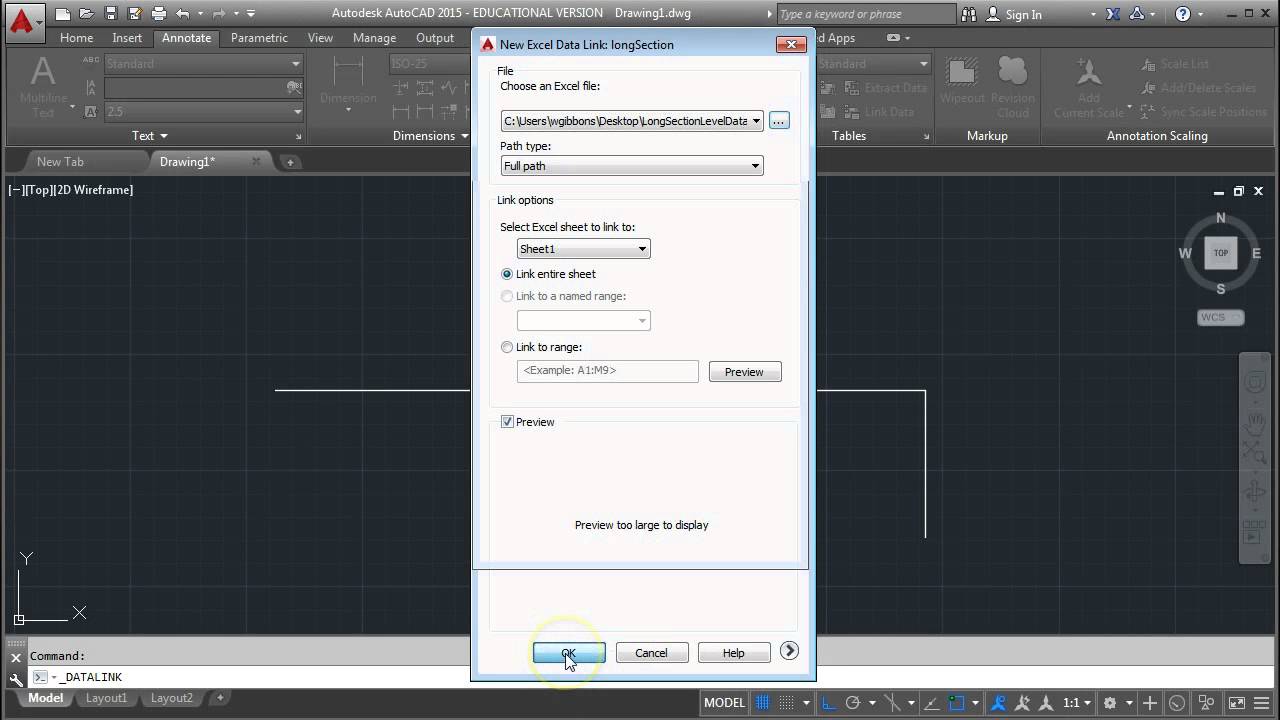 import excel spreadsheet into autocad