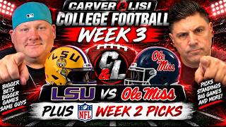 College Football Week 3 Picks 2026 🏈 LSU vs Ole Miss + NFL Week 2 Best Bets | Carver & Lisi