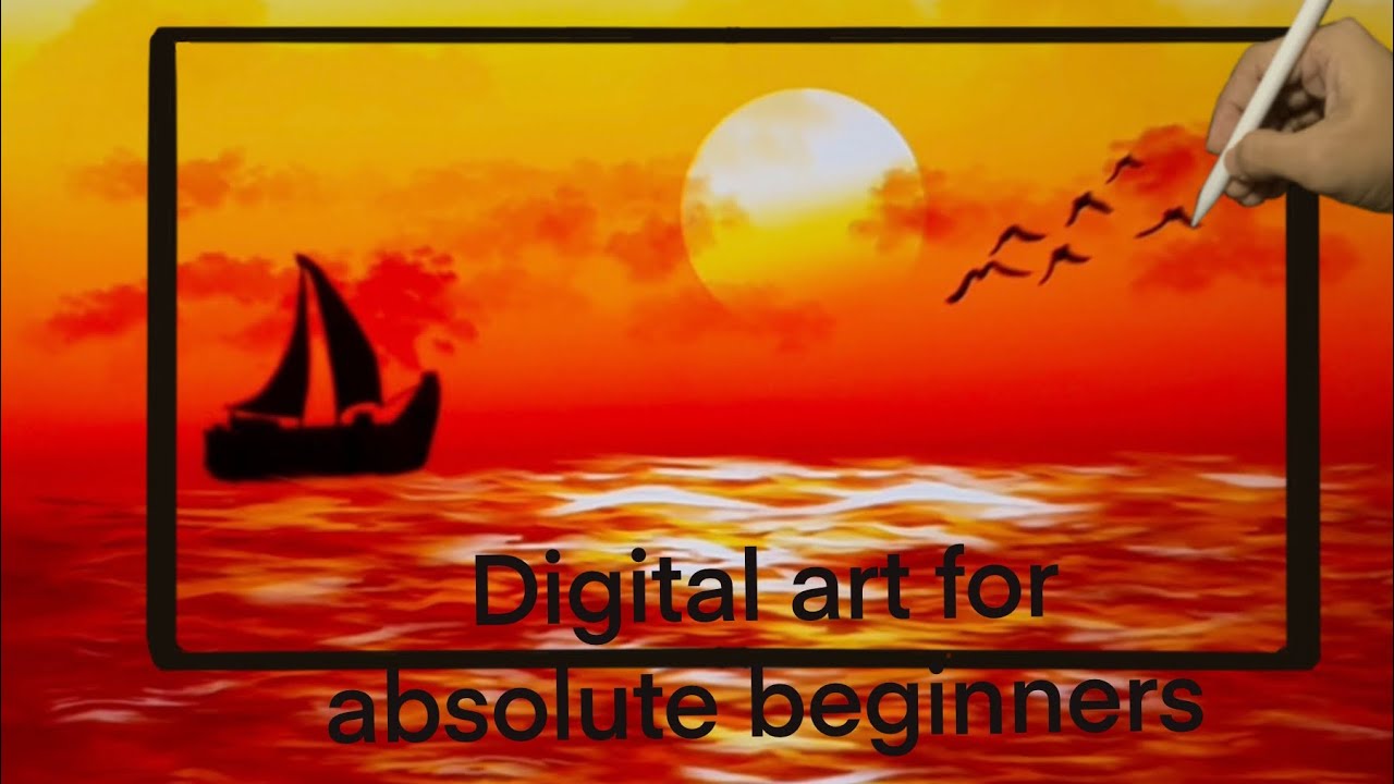 Digital art for absolute beginners | how to draw a sunset - YouTube