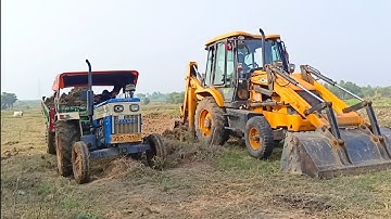 New Jcb 3dx Backhoe Loader Machine Loading Red Mud In Swaraj 744 FE Tractor | Jcb Tractor |Jcb Video