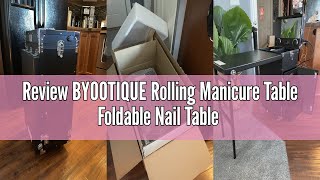 Review BYOOTIQUE Rolling Manicure Table Foldable Nail Table Makeup Train Case with Desk Cosmetic Tro Content