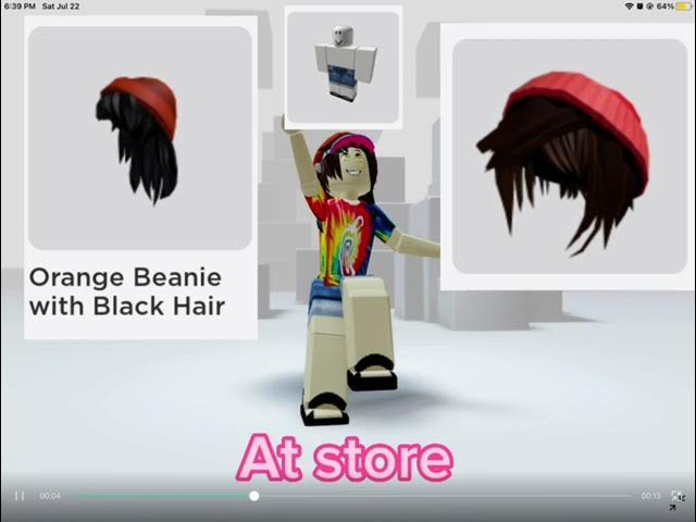 Orange Beanie with Black Hair - Roblox