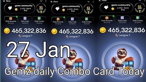 Gemz daily Combo Card Today|| Gemz daily Combo Card Today 27 Jan 2025