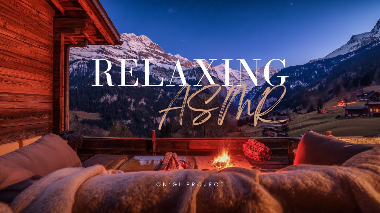 [Alps] 🇨🇭Swiss Jungfrau Nigh🗻Cozy Fireplace Jazz Ambience | 4 Hours, No AD