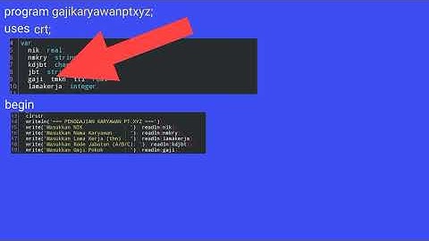 Codingan gaji karyawan dalam bahasa pemrograman Pascal. 