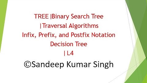 TREE |Binary Search Tree |Traversal Algorithms | Infix, Prefix, and Postfix Notation  | L4