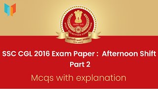 SSC CGL 2016 Exam Paper :  Afternoon Shift | Part 2 | Previous Year Question Paper screenshot 4