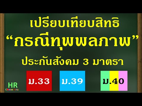 เปรียบเทียบกรณีทุพพลภาพ ประกันสังคม 3 มาตรา