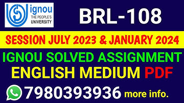 BRL 108 Solved Assignment 2023-24 English, BRL 108 Solved Assignment 23-24, BRL-108 Assignment