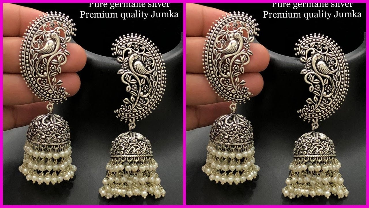 Most stylish silver jhumkas buy online || silver beautiful grand jumkas