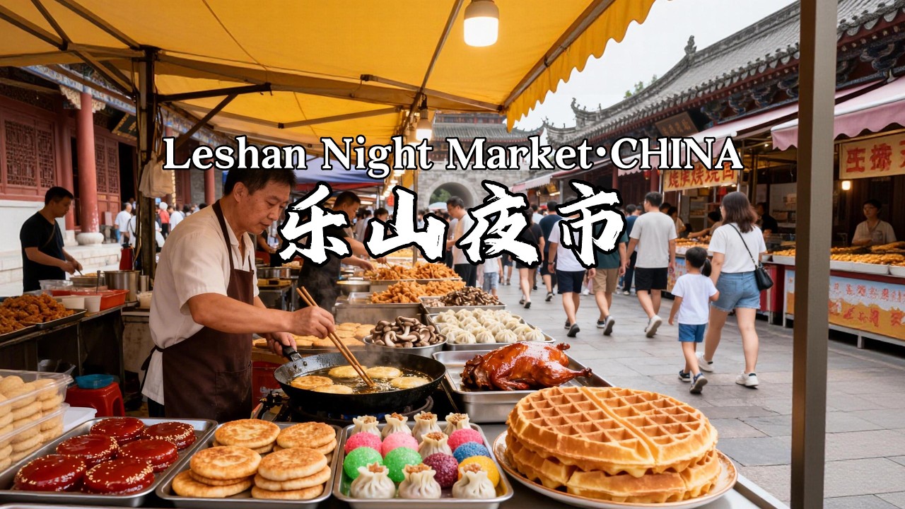 乐山夜市，岷江与大渡河交汇处的夜市，岷江河畔，美丽的江景，与乐山大佛隔江相望