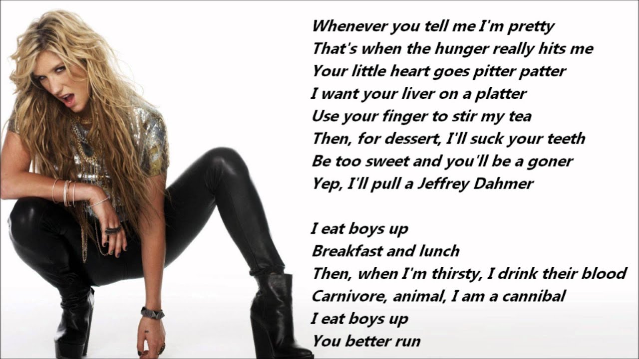 Ke$ha - Cannibal /\ Lyrics On A Screen
