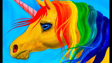 Easy learn to Paint Rainbow Unicorn Acrylic Tutorial Beginners and KIDS | TheArtSherpa