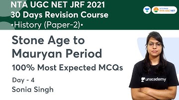 Stone Age to Mauryan Period | 100% Most Expected MCQs | NTA UGC NET-JRF 2021 | History | Sonia Singh