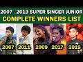 Vijay Tv Super Singer Juniors (2007 To 2019) Complete Winners List | Super Singer Juniors