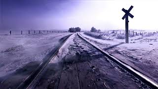 Free No Copyright ASMR Cold Afternoon Blustery Snow Background Stock Video Railroad Track Crossing