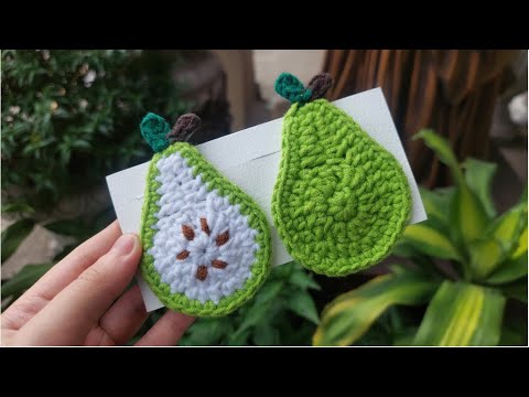 Video How to crochet HAIR CLIP with wool | PEAR hair clip |... - youtube