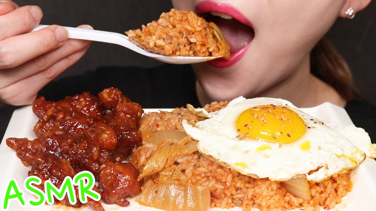 [ASMR] Kimchi Fried Rice + Boneless Seasoned Spicy Chicken 김치볶음밥,순살치킨/EATINGSOUNDS MUKBANG(NoTalking