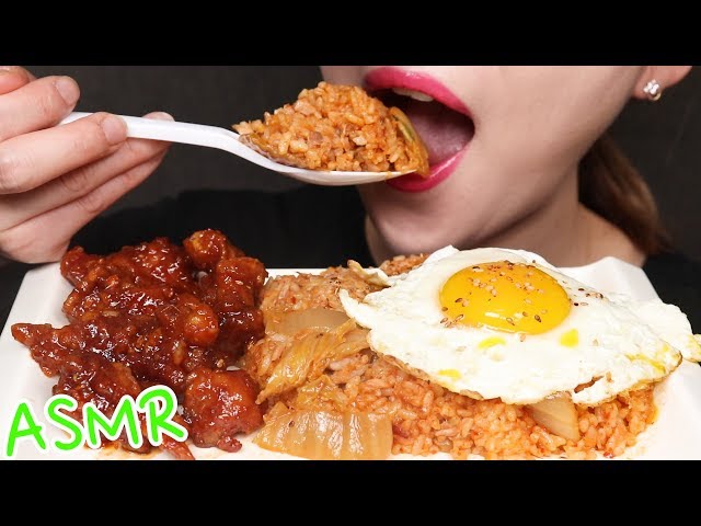 [ASMR] Kimchi Fried Rice + Boneless Seasoned Spicy Chicken 김치볶음밥,순살치킨/EATINGSOUNDS MUKBANG(NoTalking