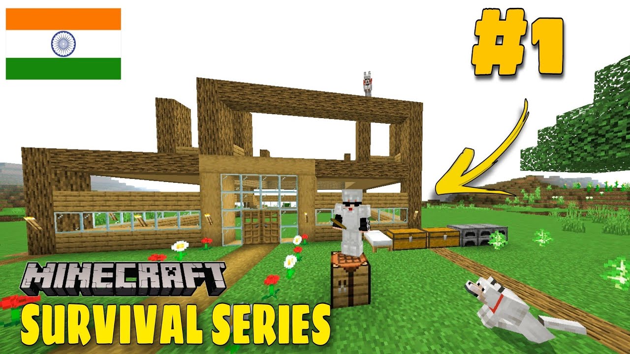 Minecraft Pe Survival series EP-1 in Hindi 1.19 | I made survival house ...