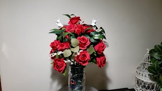 Red Rose Cemetery Vase