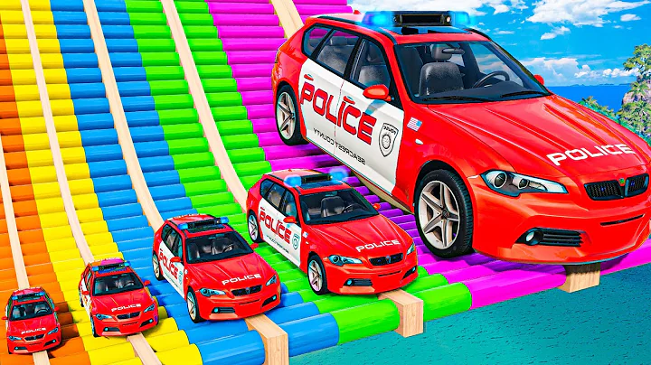 Big and Small Cars vs Slide Colors with Portal Trap – Cars vs Rails vs Trains Police –BeamNG.Drive
